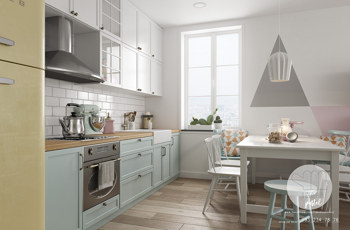 pastel-geometric-wall-decal-Scandinavian-kitchen
